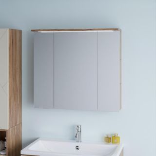 Зеркальный шкаф с подсветкой Бриклаер Кристалл 4627125417207 75 см дуб крафт табачный